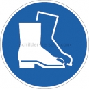 Gebotszeichen: Fußschutz benutzen nach ISO 7010 (M 008)