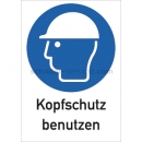 Gebotszeichen: Kombischild Kopfschutz benutzen (ISO 7010)